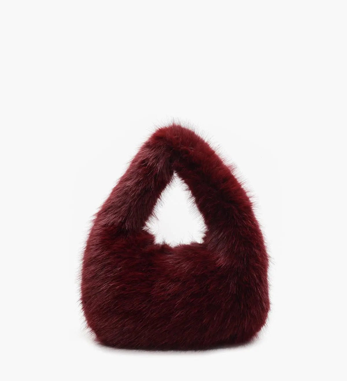 Vienna | Burgundy Faux Fur Hobo Bag – Cozy & Luxe - in Burgundy | Arvea Bags