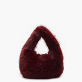 Vienna | Burgundy Faux Fur Hobo Bag – Cozy & Luxe - in Burgundy | Arvea Bags