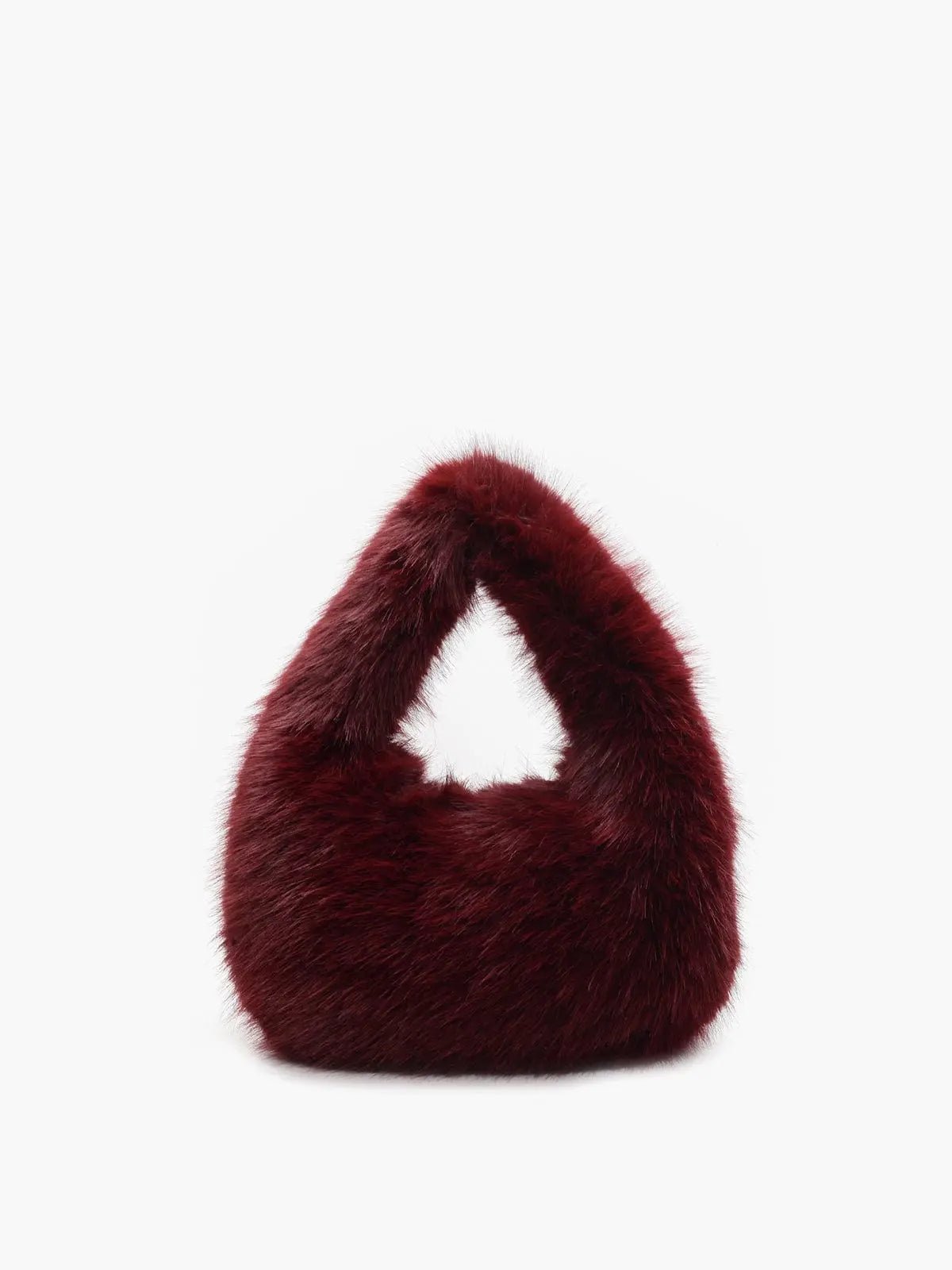 Vienna | Burgundy Faux Fur Hobo Bag – Cozy & Luxe - in Burgundy | Arvea Bags