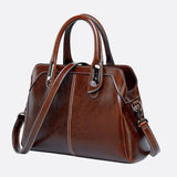 Vintage Leather Handbag with Top Handle and Detachable Strap - in Brown | Arvea Bags