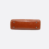 Vintage Leather Handbag with Top Handle and Detachable Strap - in Camel | Arvea Bags