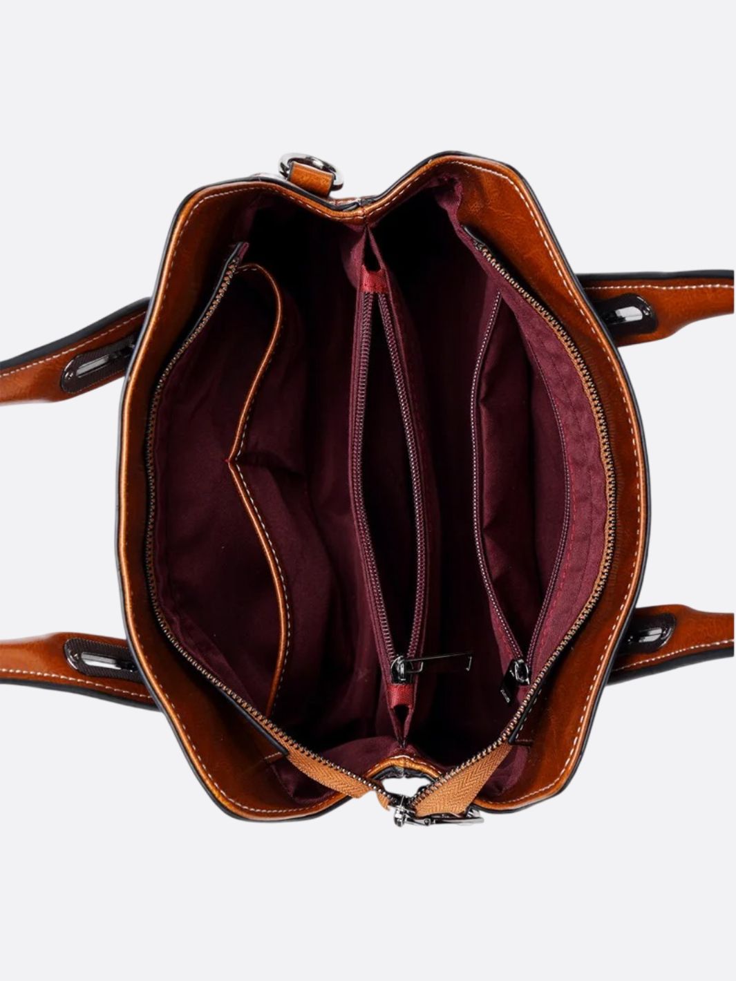 Vintage Leather Handbag with Top Handle and Detachable Strap - in Camel | Arvea Bags