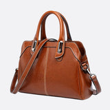 Vintage Leather Handbag with Top Handle and Detachable Strap - in Camel | Arvea Bags