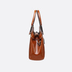 Vintage Leather Handbag with Top Handle and Detachable Strap - in Camel | Arvea Bags