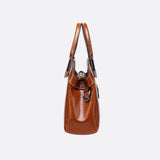 Vintage Leather Handbag with Top Handle and Detachable Strap - in Camel | Arvea Bags