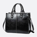 Vintage - Style Camel Leather Tote Bag – Professional & Timeless - in Black | Arvea Bags