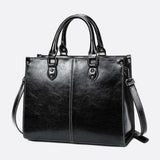 Vintage - Style Camel Leather Tote Bag – Professional & Timeless - in Black | Arvea Bags