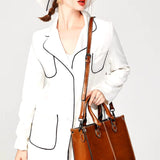 Vintage - Style Camel Leather Tote Bag – Professional & Timeless - in Camel | Arvea Bags