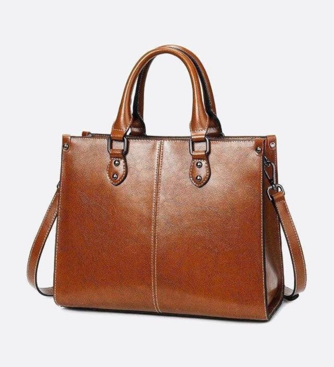 Vintage - Style Camel Leather Tote Bag – Professional & Timeless - in Camel | Arvea Bags