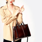 Vintage - Style Camel Leather Tote Bag – Professional & Timeless - in Camel | Arvea Bags