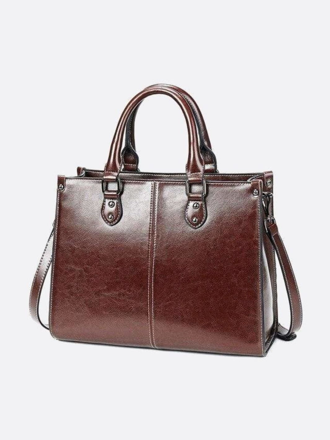 Vintage - Style Camel Leather Tote Bag – Professional & Timeless - in Classic Brown | Arvea Bags