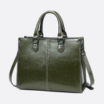 Vintage - Style Camel Leather Tote Bag – Professional & Timeless - in Dark Green | Arvea Bags