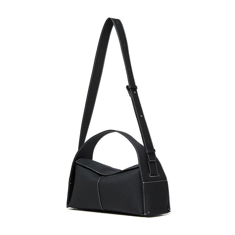 Violetta | Black Asymmetric Handbag – Modern Elegance & Versatile Design - in Black | Arvea Bags