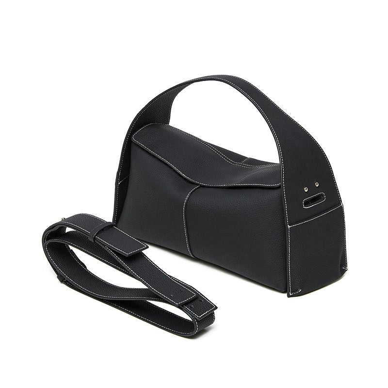 Violetta | Black Asymmetric Handbag – Modern Elegance & Versatile Design - in Black | Arvea Bags
