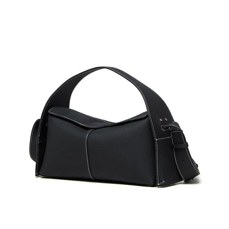 Violetta | Black Asymmetric Handbag – Modern Elegance & Versatile Design - in Black | Arvea Bags