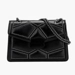 Vionara | Black Studded Leather Shoulder Bag – Edgy Elegance - in Black | Arvea Bags