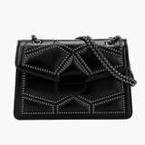 Vionara | Black Studded Leather Shoulder Bag – Edgy Elegance - in Black | Arvea Bags