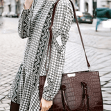 Viviana | Burgundy Croc - Embossed Leather Tote – Luxe & Statement - Making - in Dark Brown | Arvea Bags