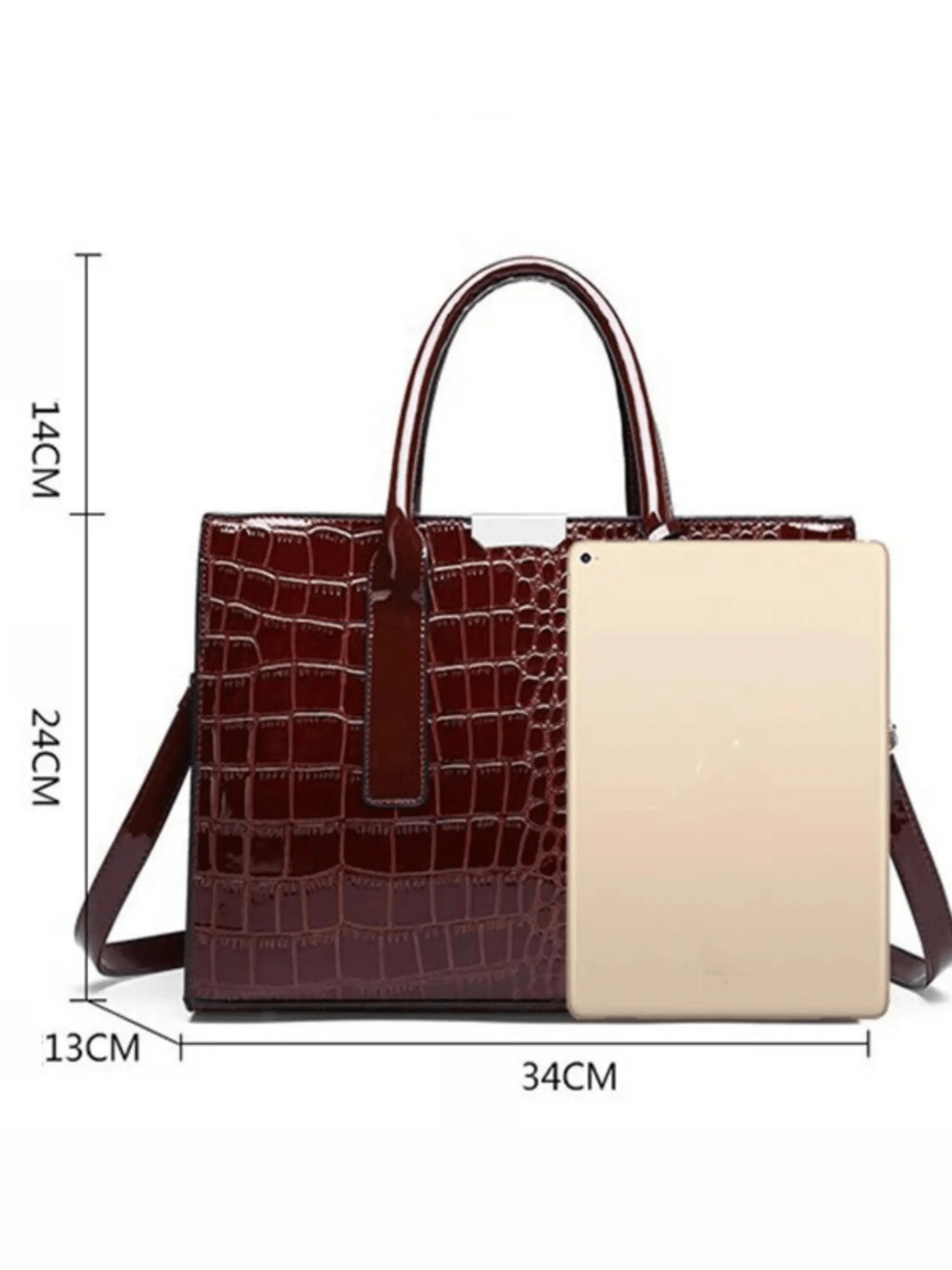 Viviana | Burgundy Croc - Embossed Leather Tote – Luxe & Statement - Making - in Dark Brown | Arvea Bags