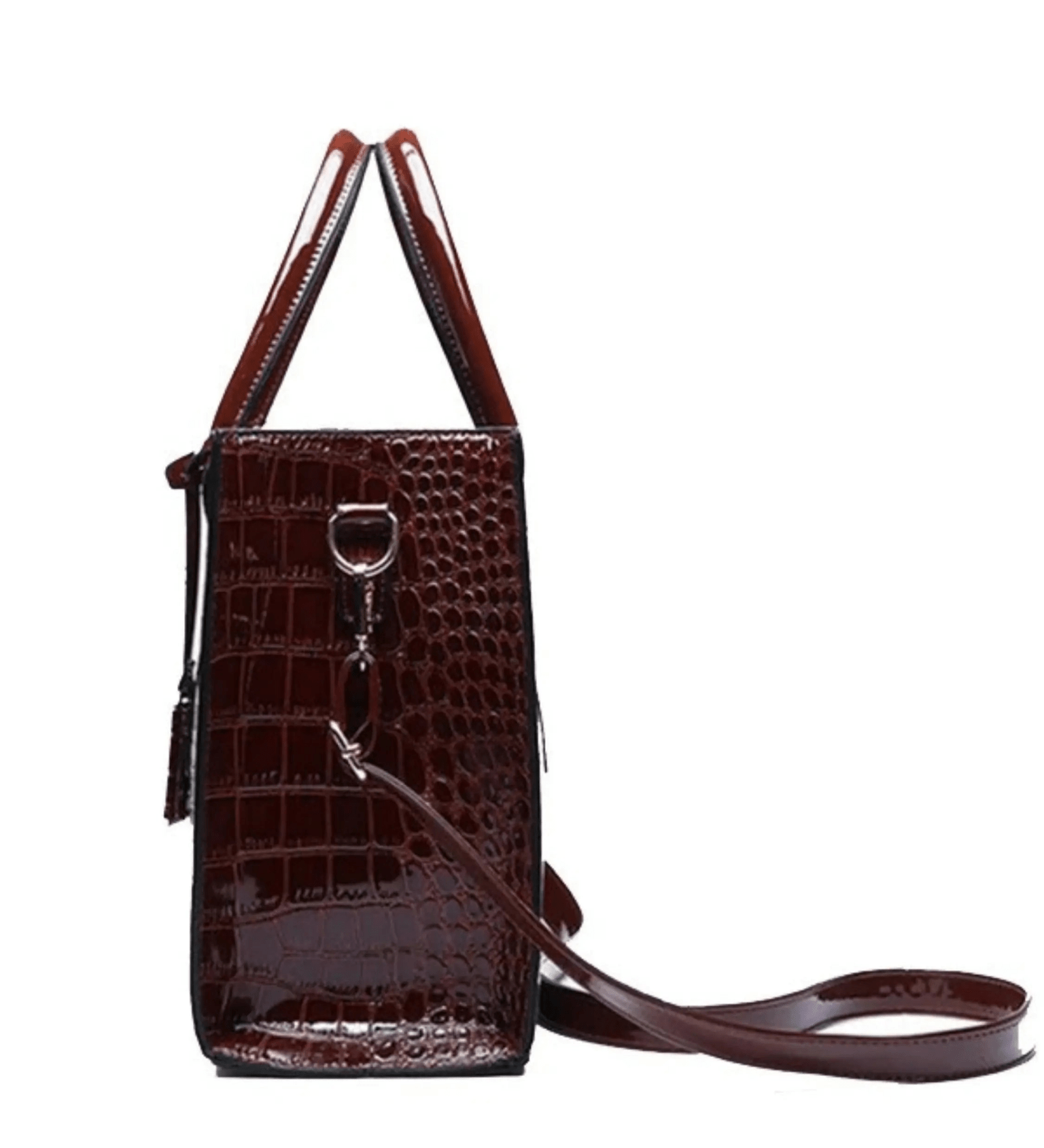 Viviana | Burgundy Croc - Embossed Leather Tote – Luxe & Statement - Making - in Dark Brown | Arvea Bags
