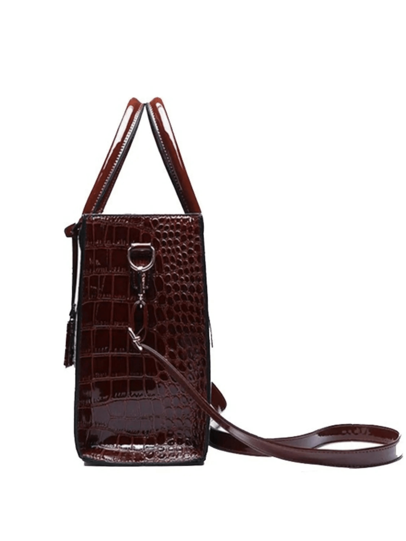 Viviana | Burgundy Croc - Embossed Leather Tote – Luxe & Statement - Making - in Dark Brown | Arvea Bags