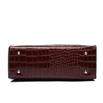 Viviana | Burgundy Croc - Embossed Leather Tote – Luxe & Statement - Making - in Dark Brown | Arvea Bags