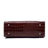 Viviana | Burgundy Croc - Embossed Leather Tote – Luxe & Statement - Making - in Dark Brown | Arvea Bags