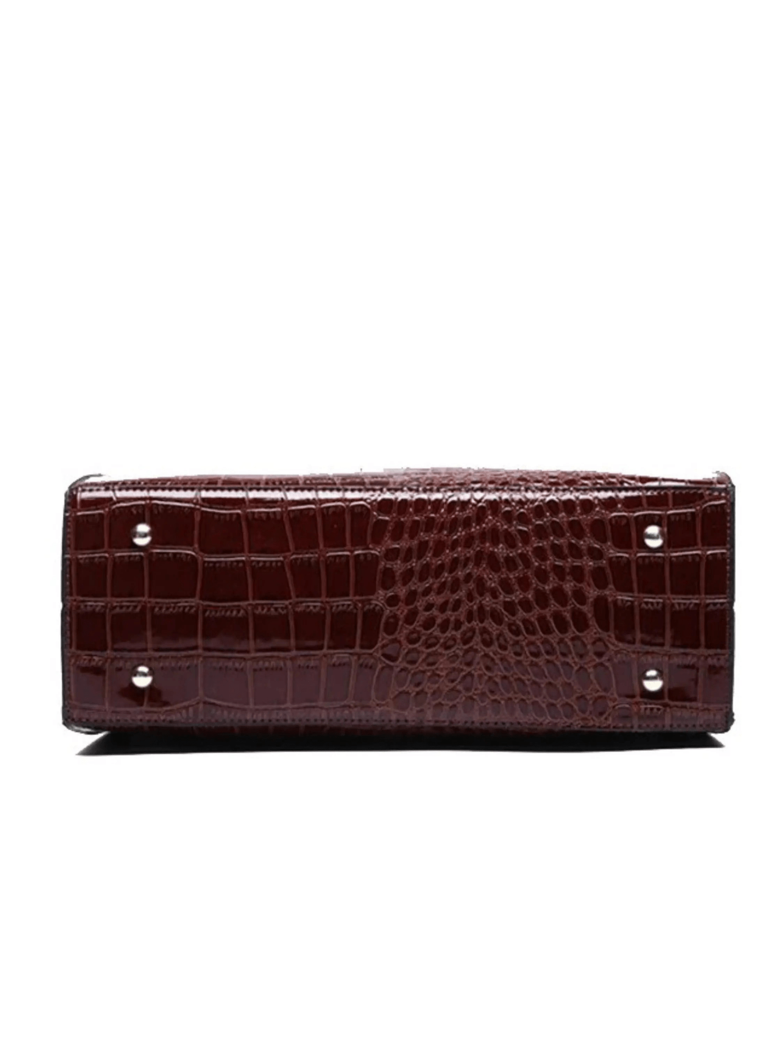 Viviana | Burgundy Croc - Embossed Leather Tote – Luxe & Statement - Making - in Dark Brown | Arvea Bags