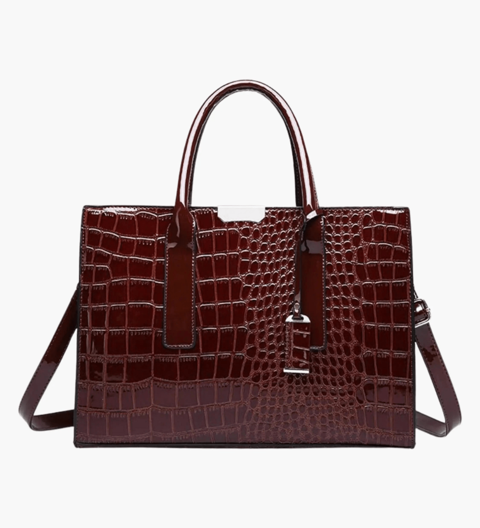 Viviana | Burgundy Croc - Embossed Leather Tote – Luxe & Statement - Making - in Dark Brown | Arvea Bags