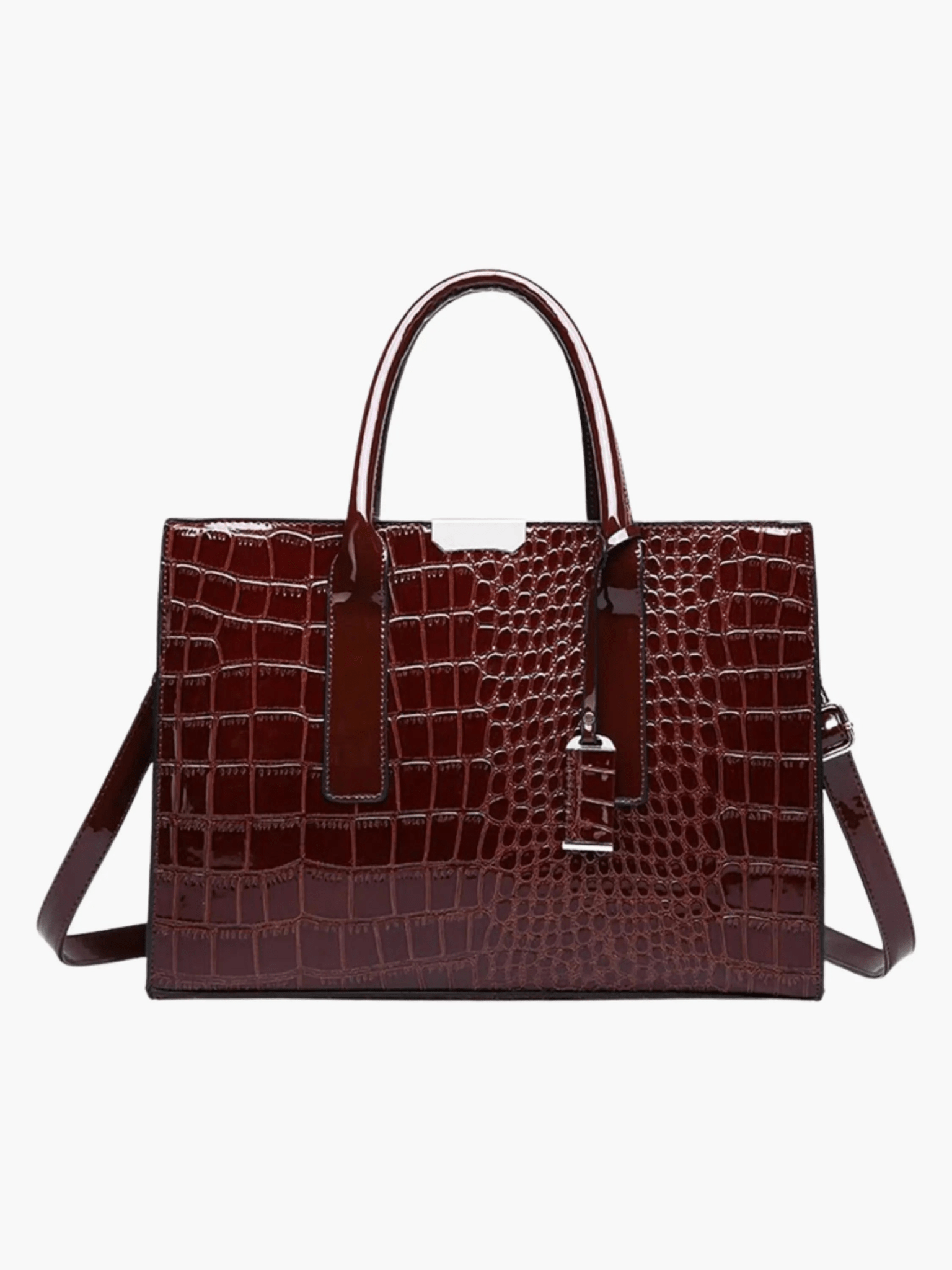 Viviana | Burgundy Croc - Embossed Leather Tote – Luxe & Statement - Making - in Dark Brown | Arvea Bags
