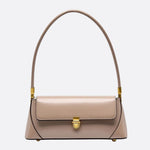 Vivienne Retro Baguette Bag – Structured Leather Shoulder Purse - in Beige | Arvea Bags
