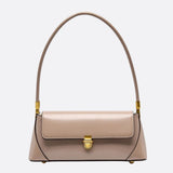 Vivienne Retro Baguette Bag – Structured Leather Shoulder Purse - in Beige | Arvea Bags