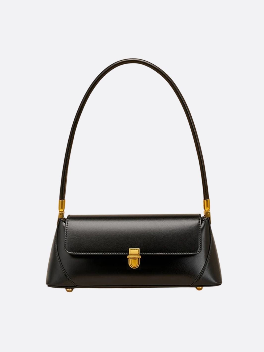 Vivienne Retro Baguette Bag – Structured Leather Shoulder Purse - in Black | Arvea Bags
