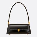 Vivienne Retro Baguette Bag – Structured Leather Shoulder Purse - in Black | Arvea Bags