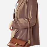 Vivienne Retro Baguette Bag – Structured Leather Shoulder Purse - in Brown | Arvea Bags
