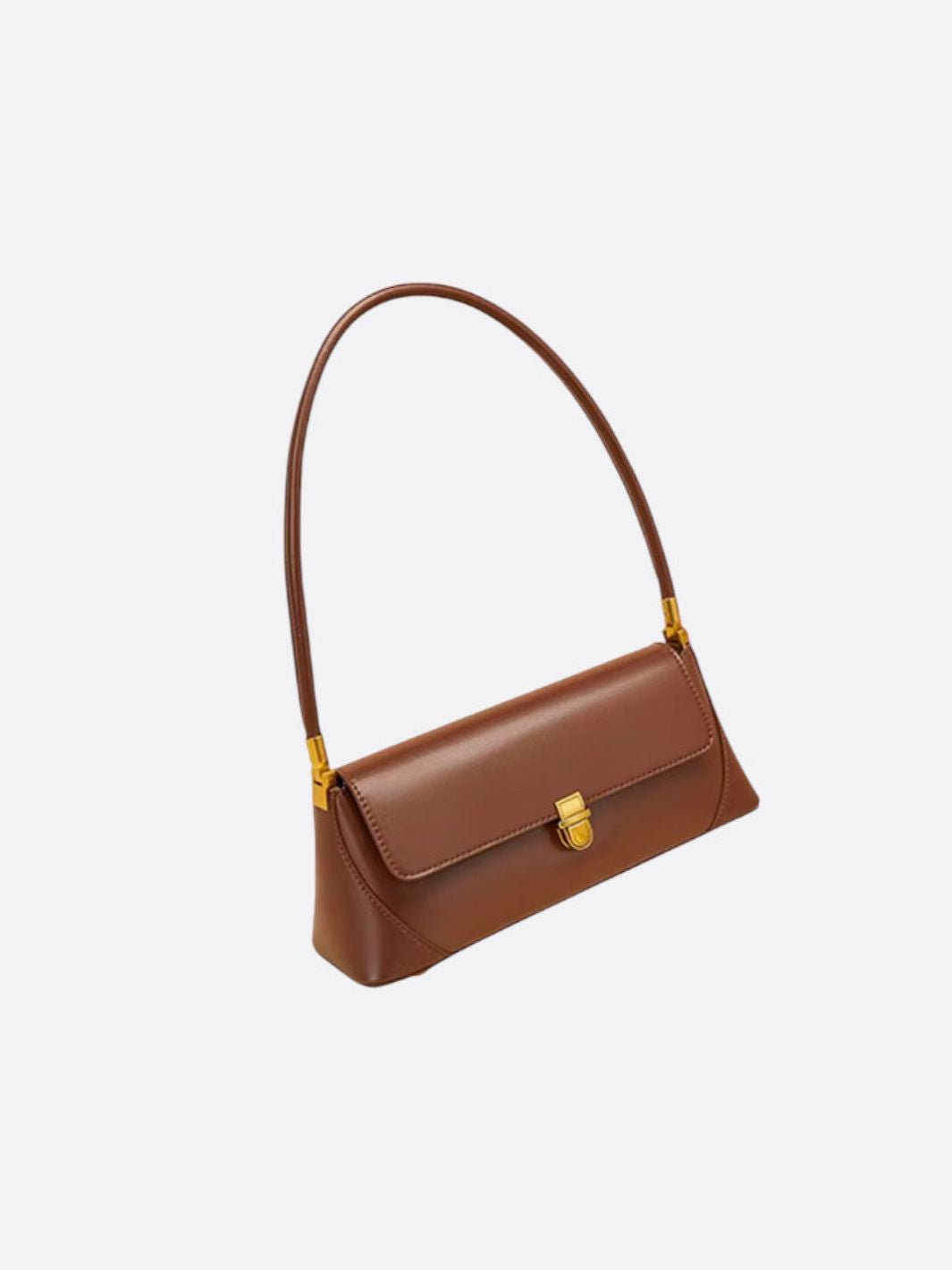 Vivienne Retro Baguette Bag – Structured Leather Shoulder Purse - in Brown | Arvea Bags
