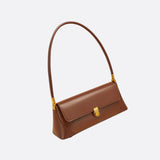 Vivienne Retro Baguette Bag – Structured Leather Shoulder Purse - in Brown | Arvea Bags