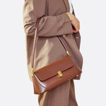Vivienne Retro Baguette Bag – Structured Leather Shoulder Purse - in Brown | Arvea Bags