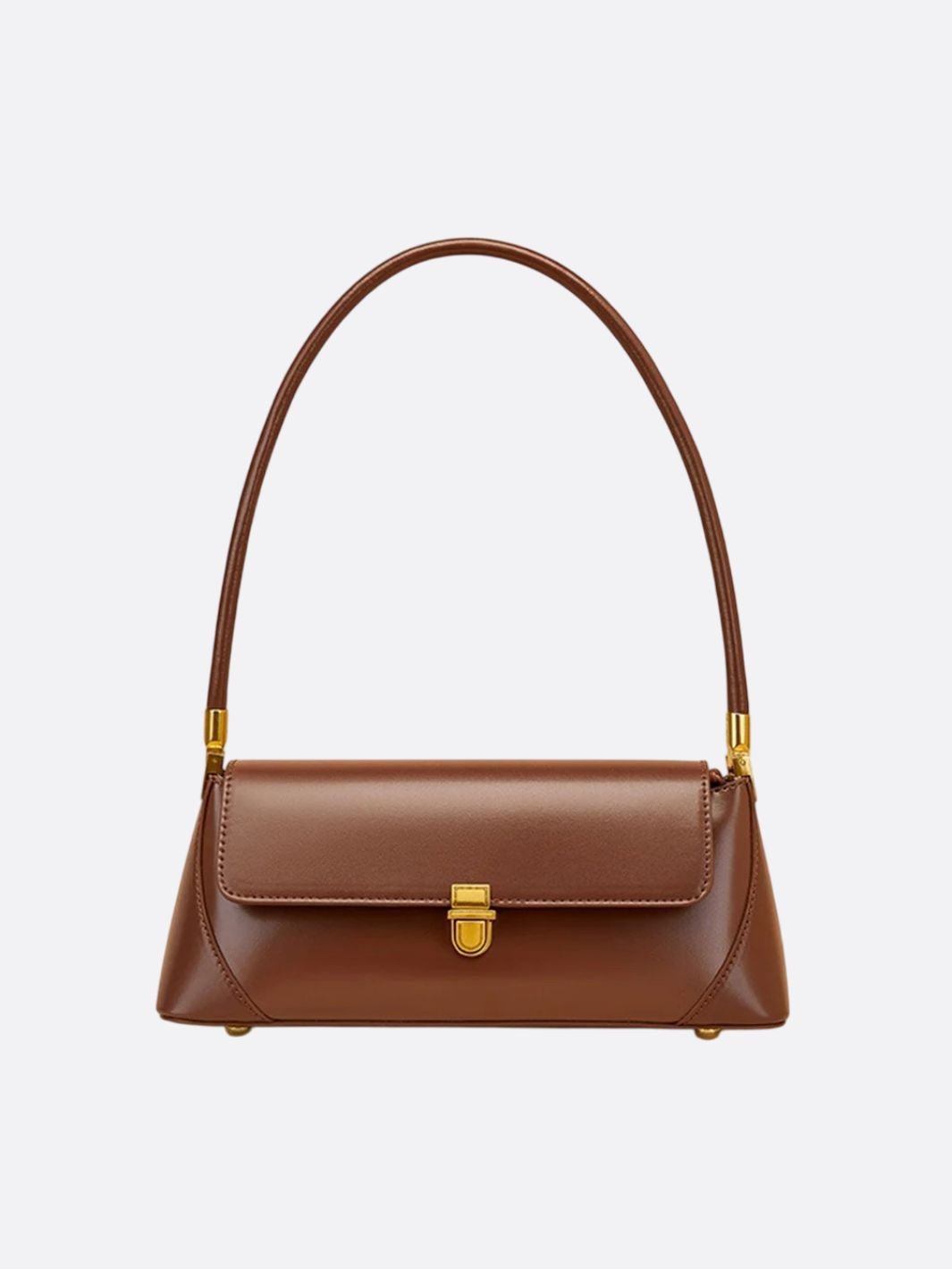 Vivienne Retro Baguette Bag – Structured Leather Shoulder Purse - in Brown | Arvea Bags