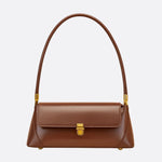 Vivienne Retro Baguette Bag – Structured Leather Shoulder Purse - in Brown | Arvea Bags