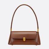 Vivienne Retro Baguette Bag – Structured Leather Shoulder Purse - in Brown | Arvea Bags
