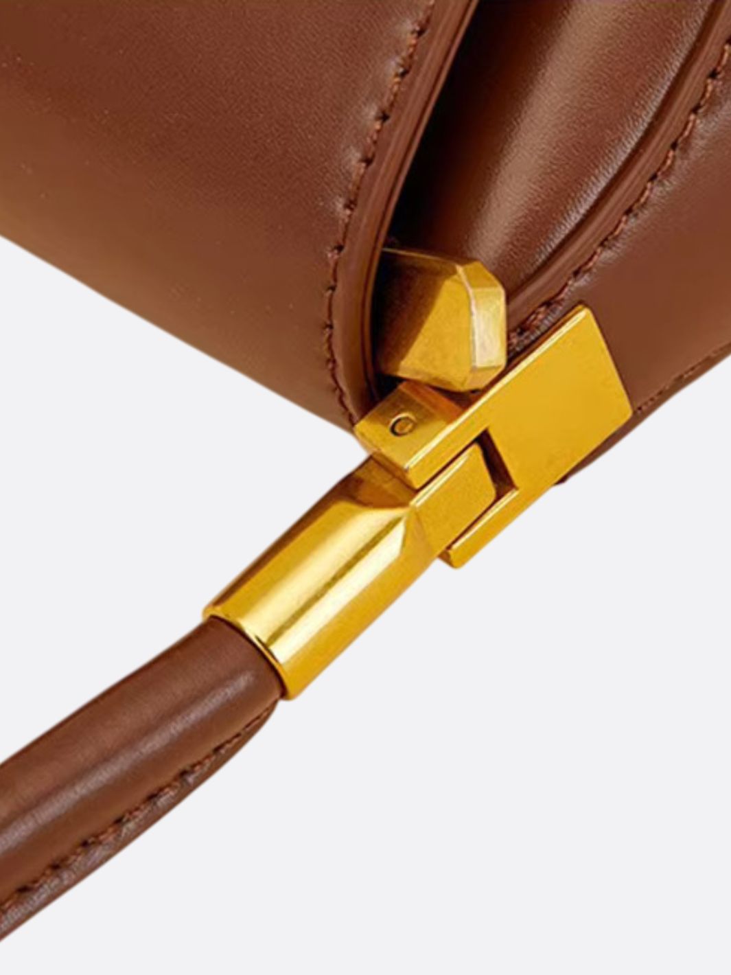 Vivienne Retro Baguette Bag – Structured Leather Shoulder Purse - in Brown | Arvea Bags