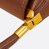 Vivienne Retro Baguette Bag – Structured Leather Shoulder Purse - in Brown | Arvea Bags