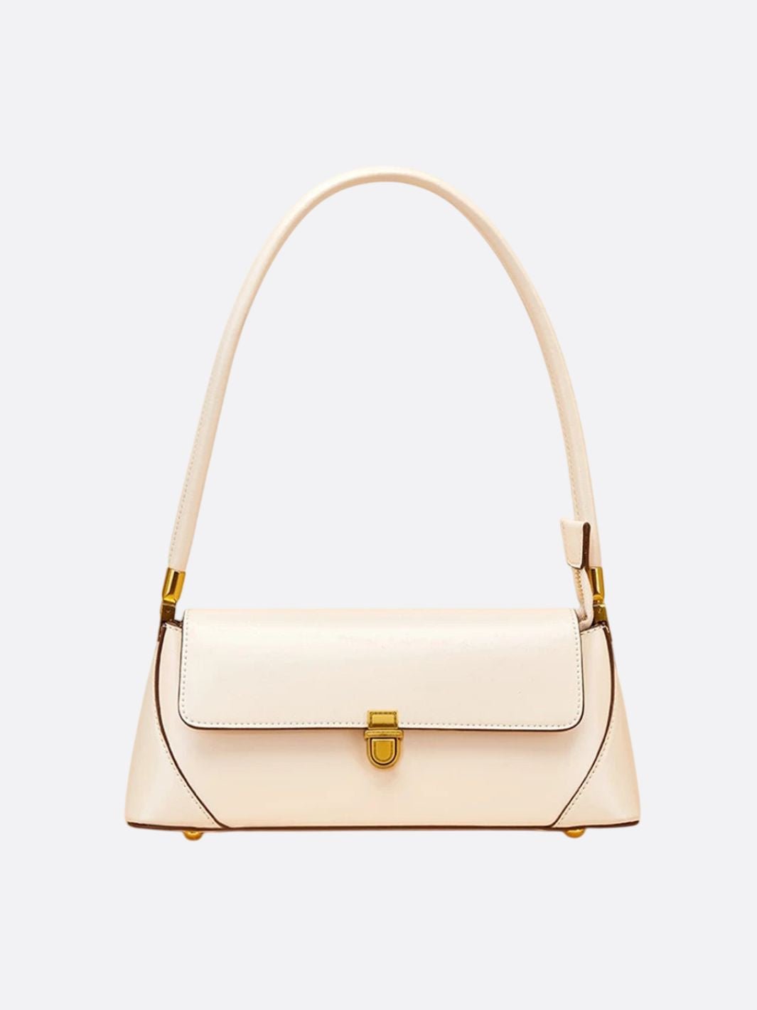 Vivienne Retro Baguette Bag – Structured Leather Shoulder Purse - in Light Beige | Arvea Bags