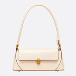 Vivienne Retro Baguette Bag – Structured Leather Shoulder Purse - in Light Beige | Arvea Bags