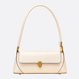 Vivienne Retro Baguette Bag – Structured Leather Shoulder Purse - in Light Beige | Arvea Bags
