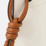 White Minimalist Bucket Bag – Faux Leather with Knotted Handle Detail - in Light Beige | Arvea Bags