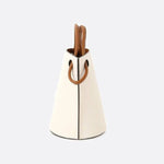 White Minimalist Bucket Bag – Faux Leather with Knotted Handle Detail - in Light Beige | Arvea Bags