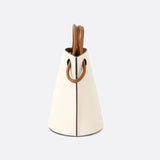 White Minimalist Bucket Bag – Faux Leather with Knotted Handle Detail - in Light Beige | Arvea Bags