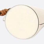 White Minimalist Bucket Bag – Faux Leather with Knotted Handle Detail - in Light Beige | Arvea Bags